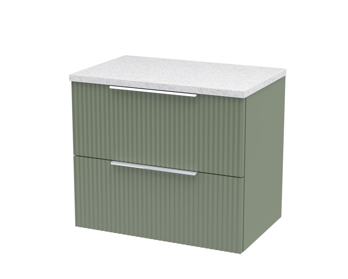 600mm Wall Hung 2 Drawer Vanity & Laminate Top - Image 1