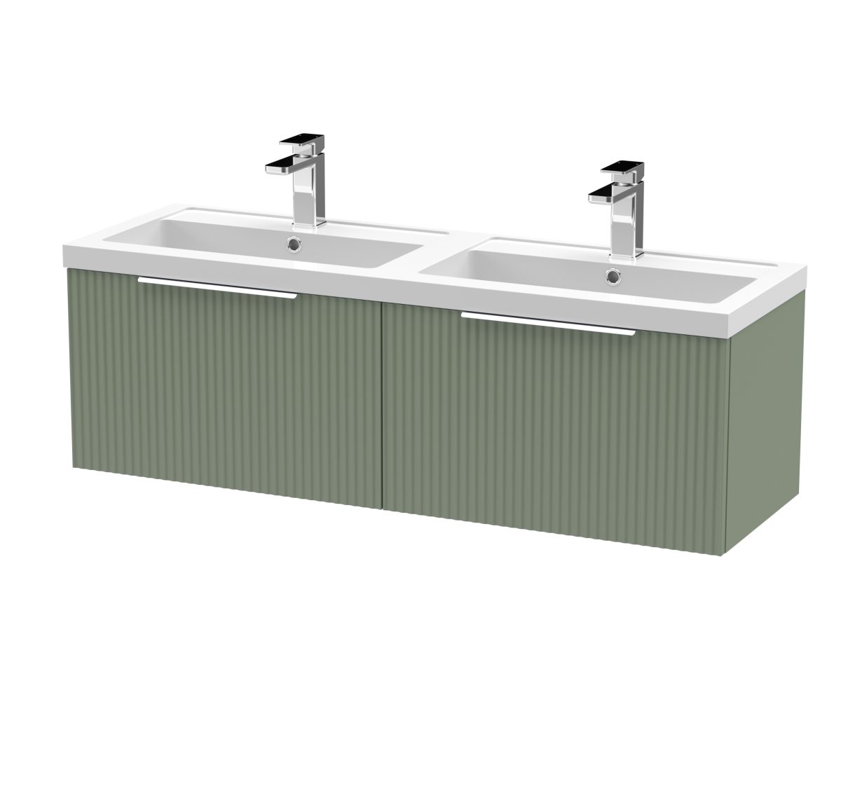 1200mm Wall Hung 2 Drawer Vanity & Double Basin - Image 1