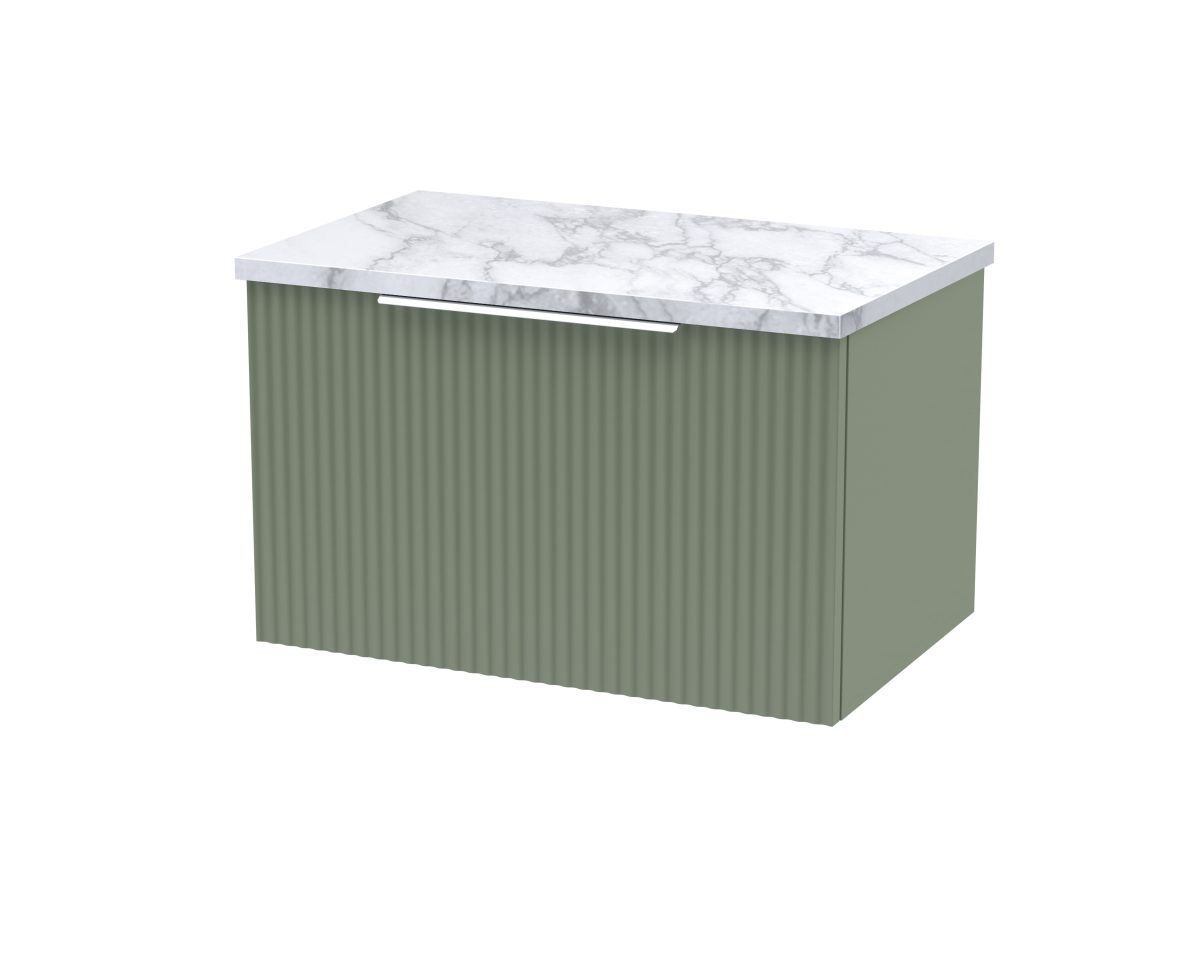 600mm Wall Hung Single Drawer Vanity & Laminate Worktop - Image 1