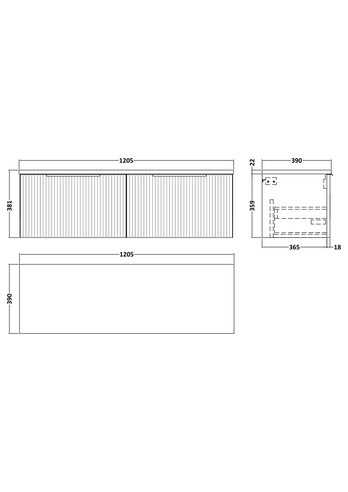 1200 Wall Hung 2-Drawer Vanity & Laminate Worktop - Image 2