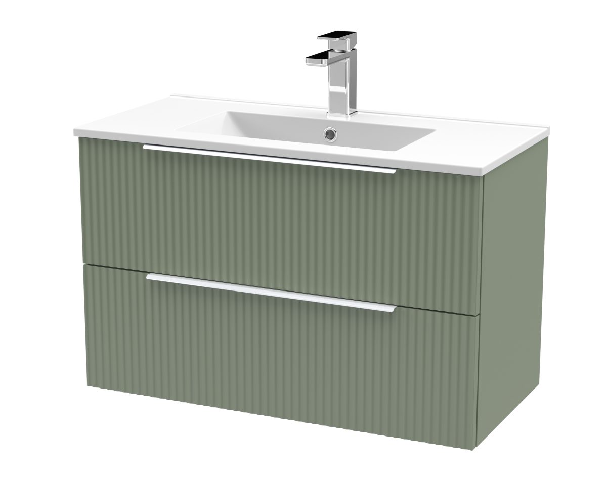 800mm Wall Hung 2 Drawer Vanity & Basin 2 - Image 1