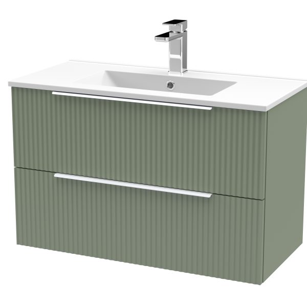 800mm Wall Hung 2 Drawer Vanity & Basin 2