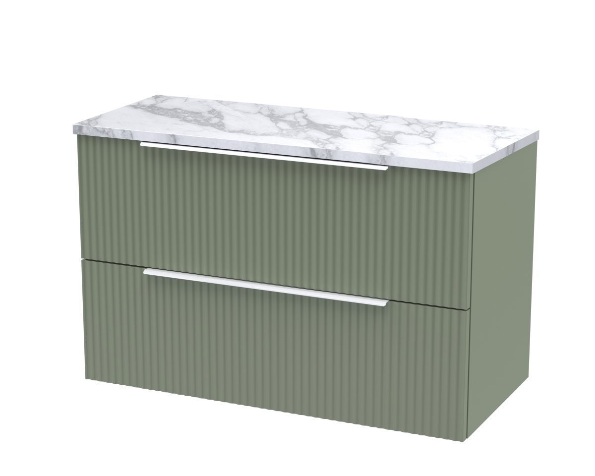 800mm Wall Hung 2-Drawer Vanity & Laminate Worktop - Image 1