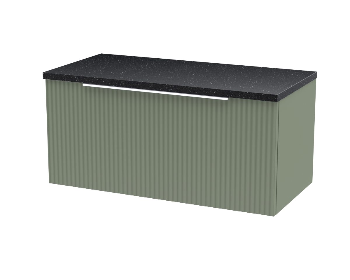800mm Wall Hung Single Drawer Vanity & Laminate Top - Image 1