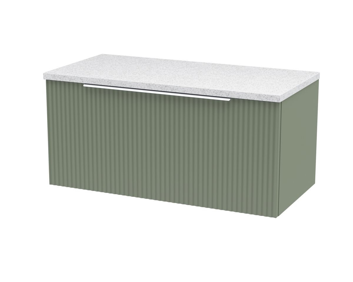 800mm Wall Hung Single Drawer Vanity & Laminate Top - Image 1