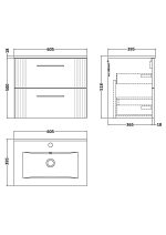 600mm Wall Hung 2 Drawer Vanity & Basin 2 - Image 3
