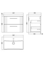 600mm Wall Hung 2 Drawer Vanity & Basin 3 - Image 3