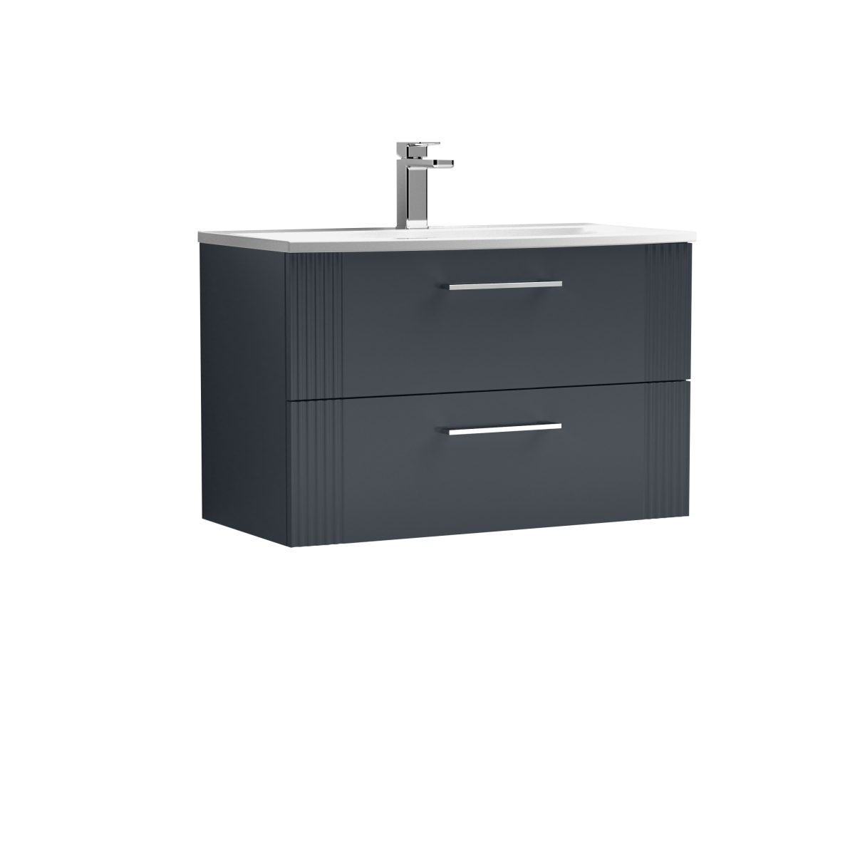 800mm Wall Hung 2 Drawer Vanity & Basin 4 - Image 1