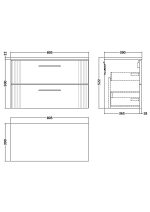 800mm Wall Hung 2 Drawer Vanity & Laminate Top - Image 2