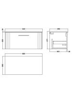 800mm Wall Hung Single Drawer Vanity & Worktop - Image 2