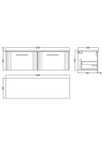 1200mm Wall Hung 2 Drawer Vanity & Worktop - Image 2
