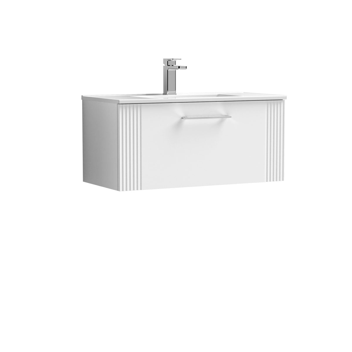 800mm Wall Hung Single Drawer Vanity & Basin 2 - Image 1