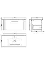 800mm Wall Hung Single Drawer Vanity & Basin 2 - Image 3