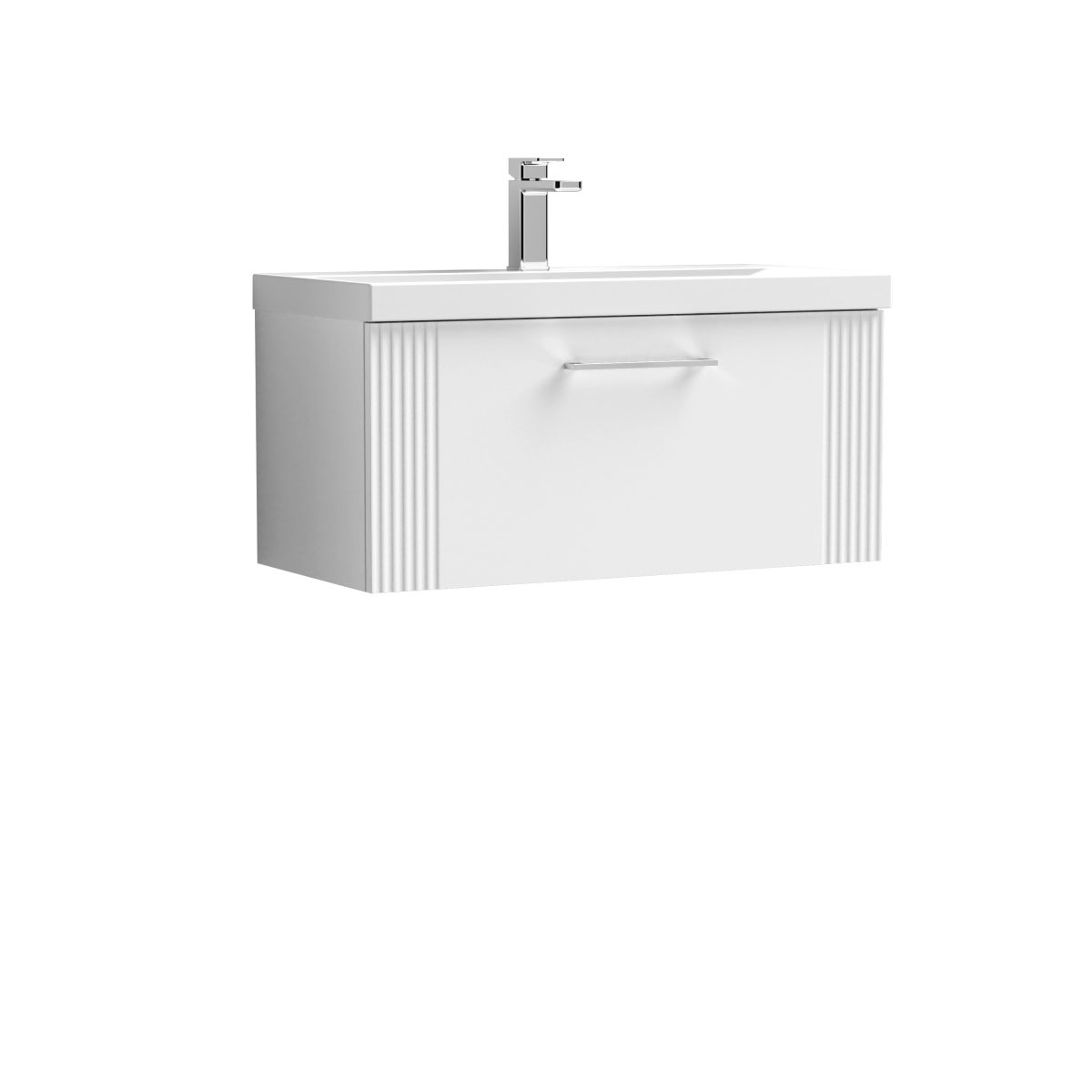 800mm Wall Hung Single Drawer Vanity & Basin 3 - Image 1