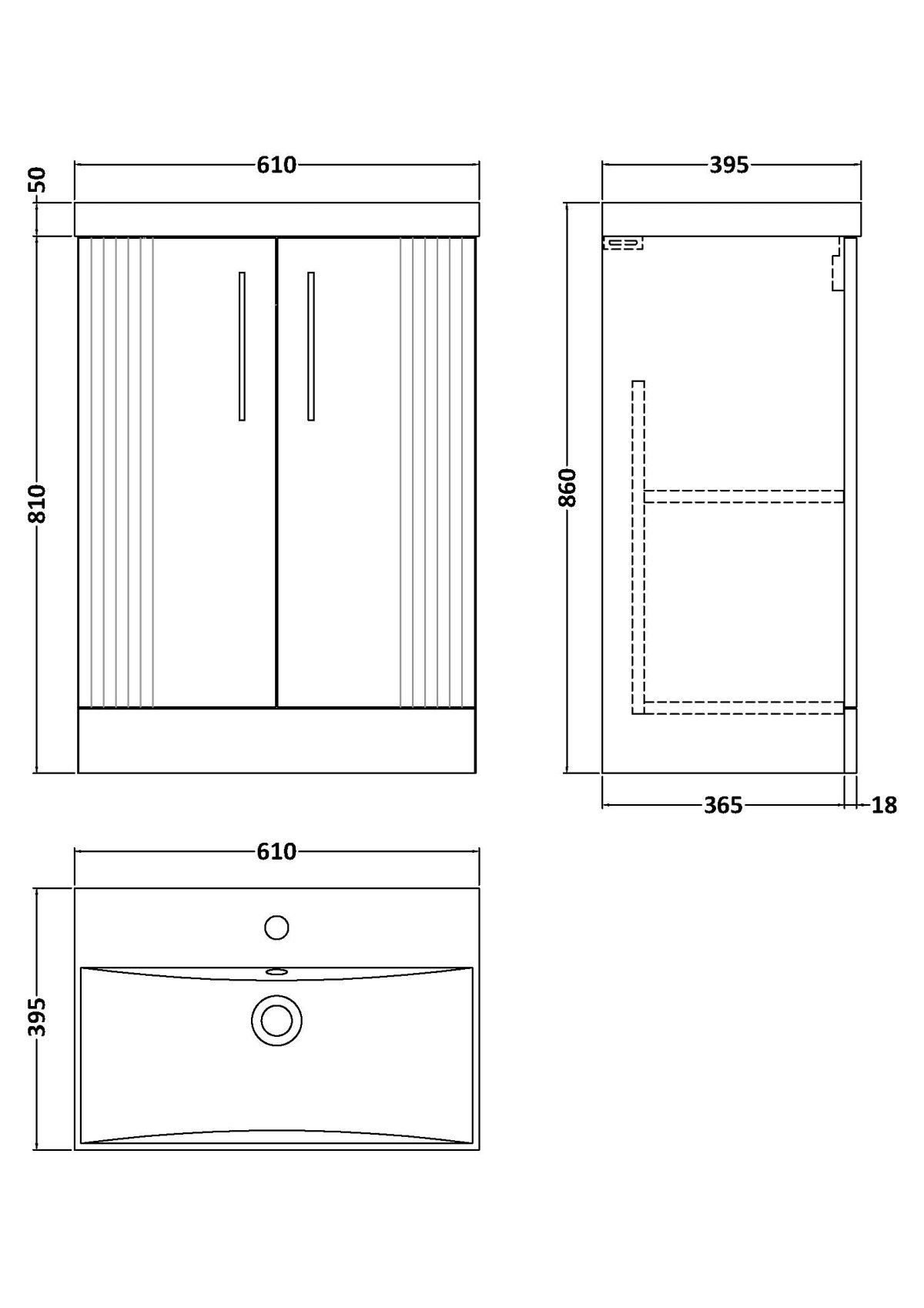 600mm Floor Standing 2 Door Vanity & Basin 3 - Image 3