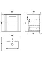 500mm Wall Hung 2 Drawer Vanity & Basin 2 - Image 3