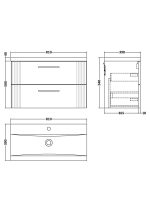 800mm Wall Hung 2 Drawer Vanity & Basin 1 - Image 4