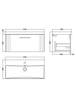 800mm Wall Hung Single Drawer Vanity & Basin 3 - Image 3