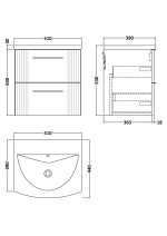 500mm Wall Hung 2 Drawer Vanity & Basin 4 - Image 3