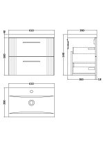 600mm Wall Hung 2 Drawer Vanity & Basin 1 - Image 4