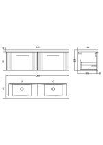 1200mm Wall Hung 2 Drawer Vanity & Double Basin - Image 3