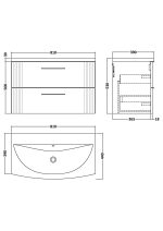 800mm Wall Hung 2 Drawer Vanity & Basin 4 - Image 3