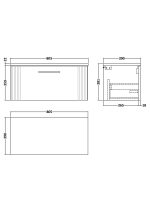 800mm Wall Hung Single Drawer Vanity & Laminate Top - Image 2