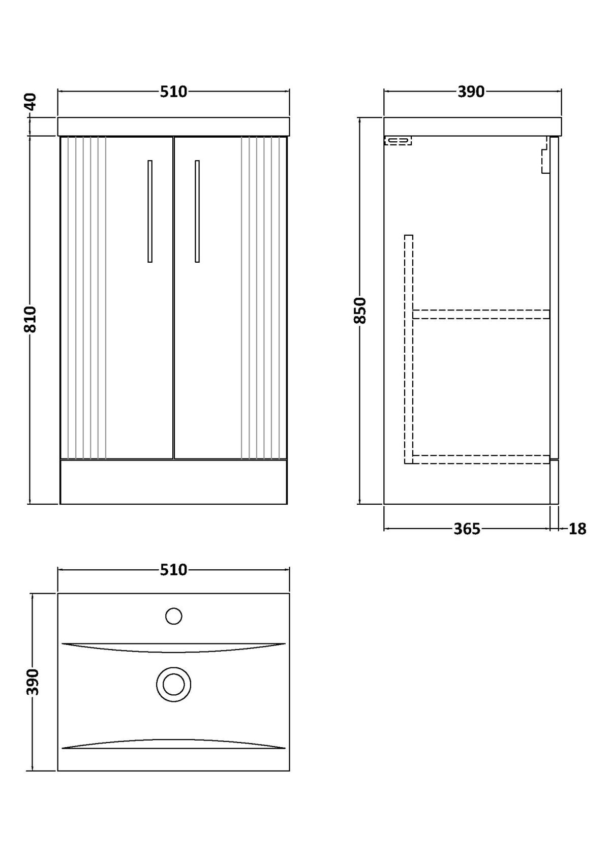 500mm Floor Standing 2 Door Vanity & Basin 1 - Image 4