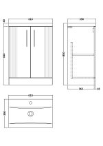 600mm Floor Standing 2 Door Vanity & Basin 1 - Image 4