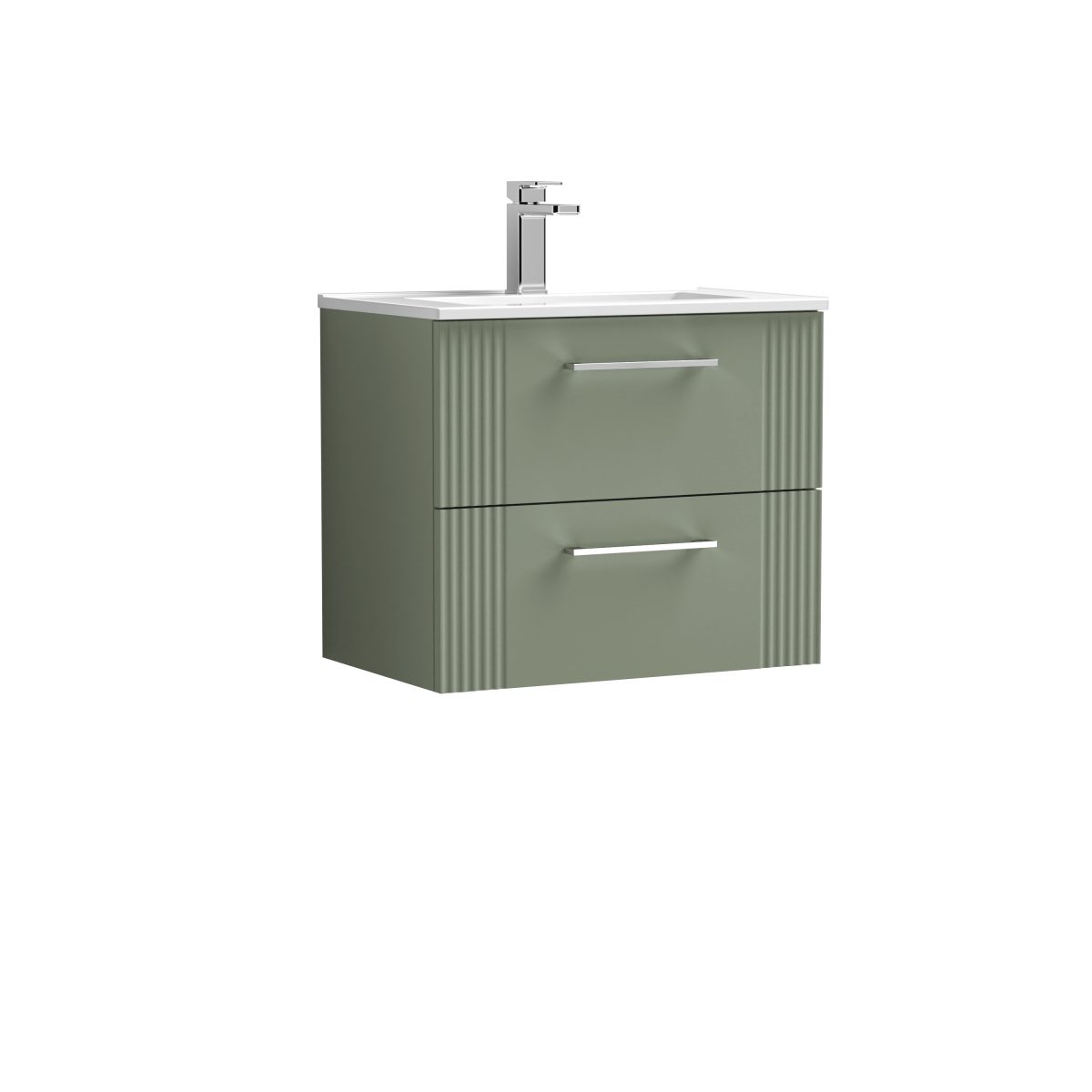 600mm Wall Hung 2 Drawer Vanity & Basin 2 - Image 1