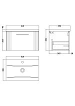 600mm Wall Hung Single Drawer Vanity & Basin 1 - Image 3