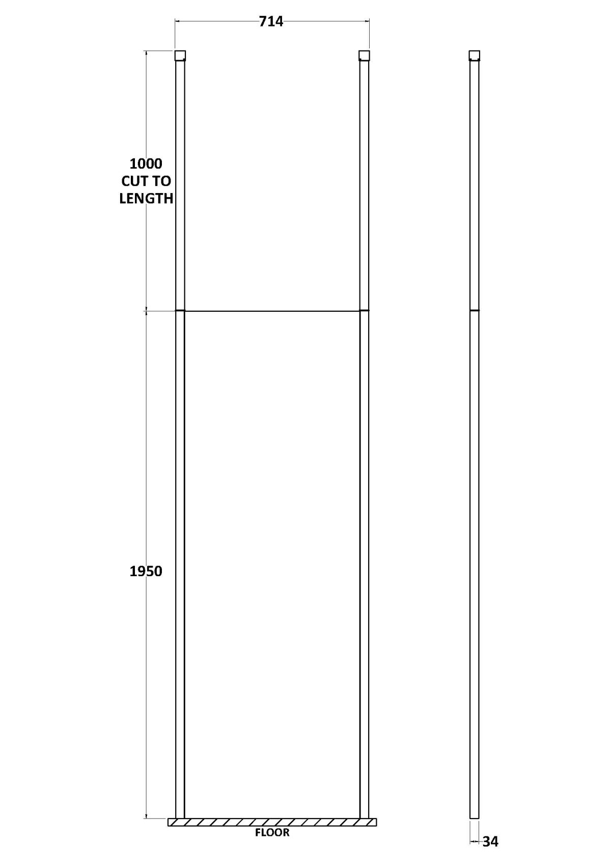 700mm Wetroom Screen With Ceiling Post - Image 2