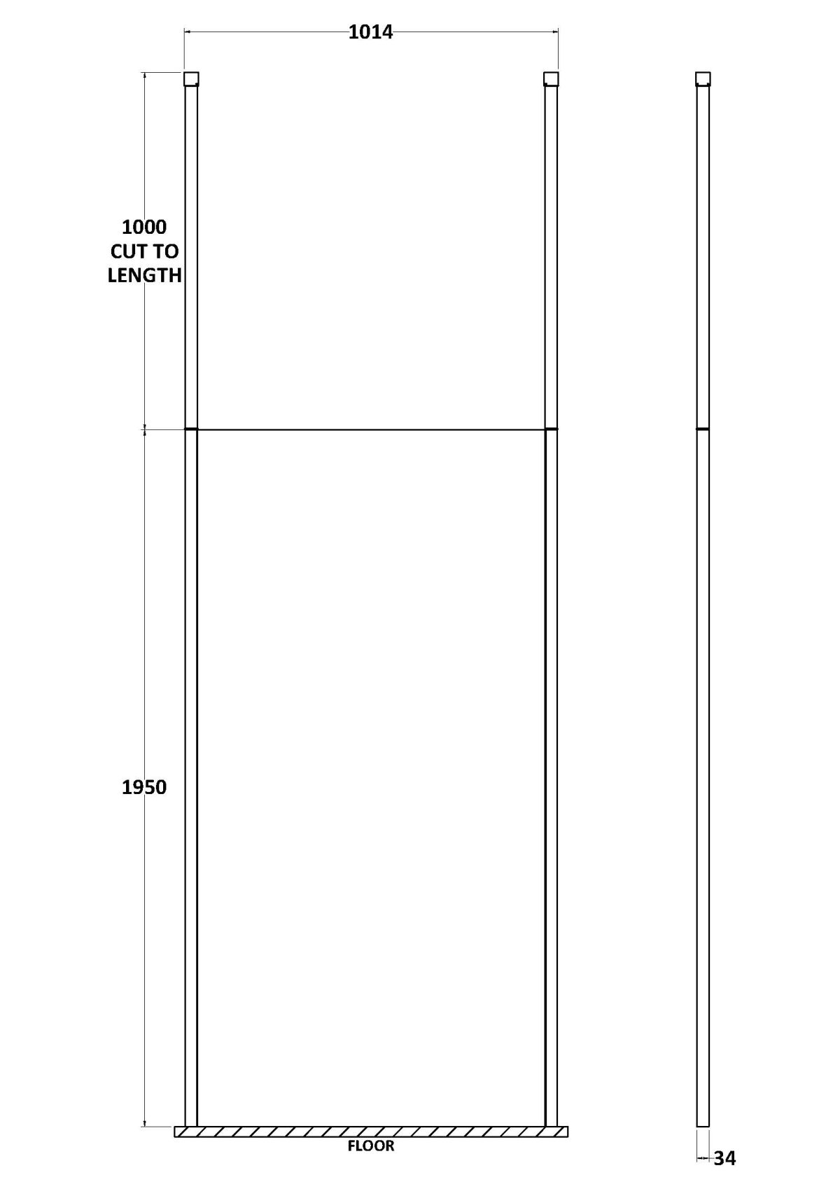 1000mm Wetroom Screen With Ceiling Post - Image 2