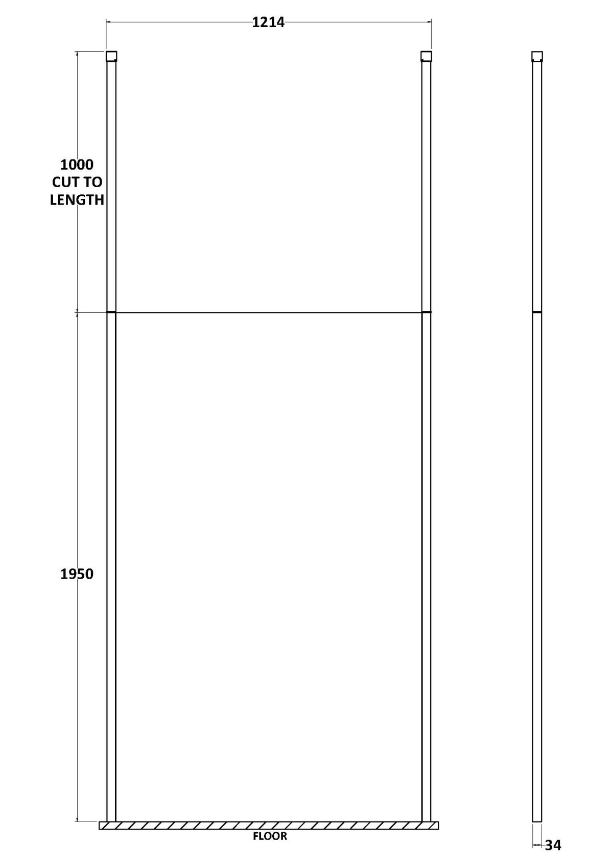 1200mm Wetroom Screen With Ceiling Post - Image 2