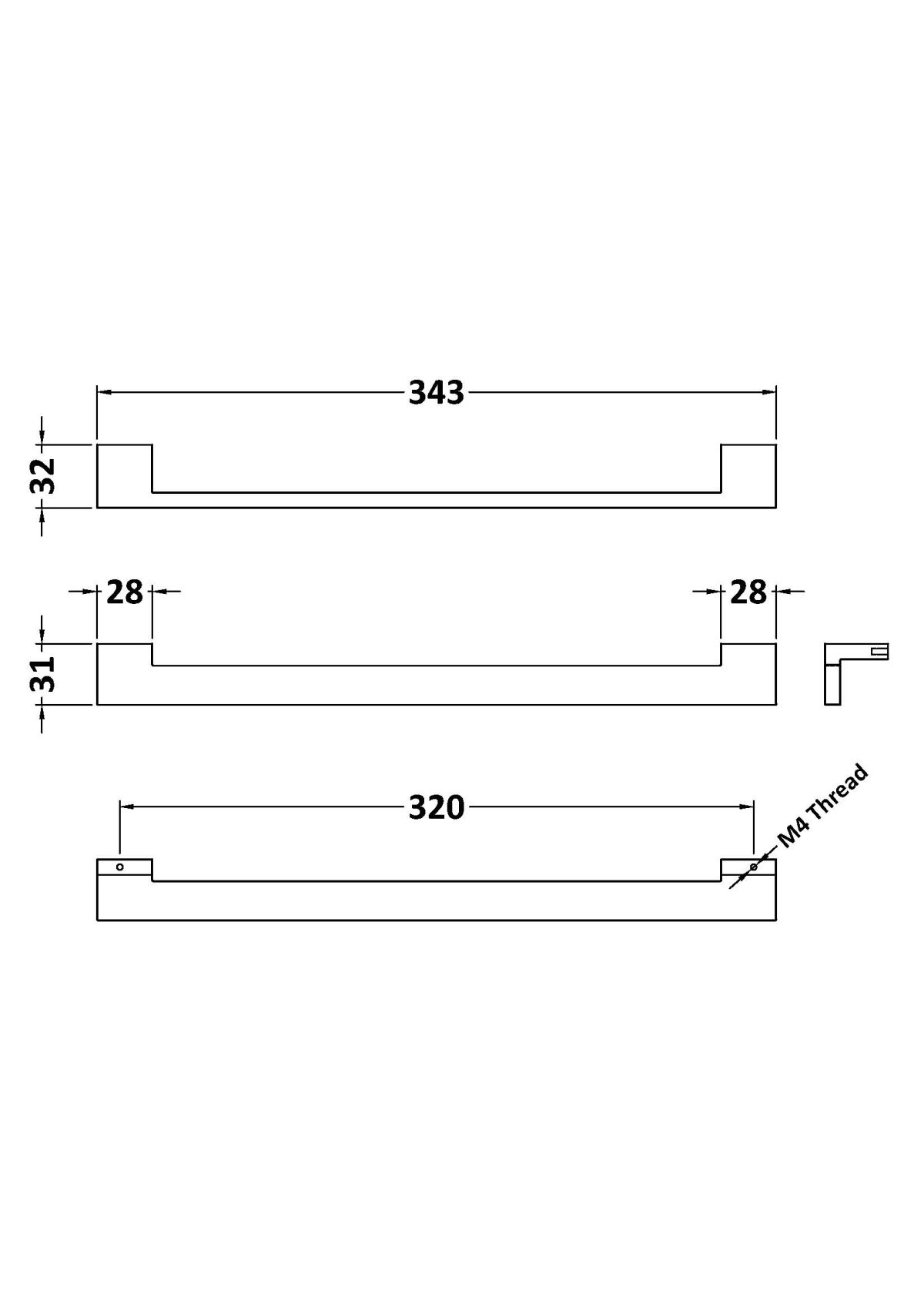 Square Drop Handle 320mm - Image 2