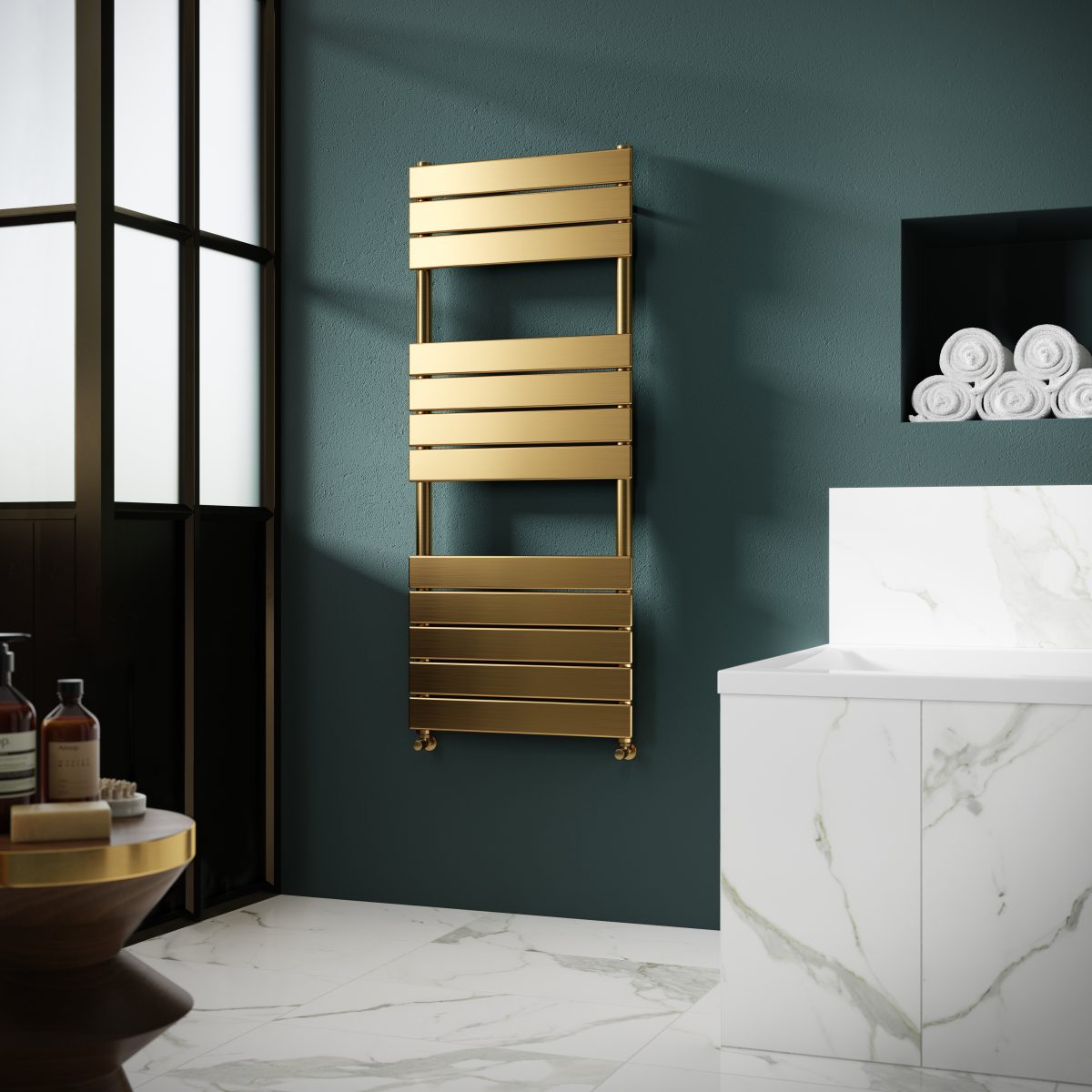 Square Flat Towel Radiator 1213x500 - Image 2