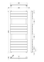 Square Flat Towel Radiator 1213x500 - Image 3