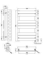Square Flat Towel Radiator 840x500 - Image 2
