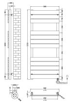 Square Flat Towel Radiator 1213x500 - Image 3