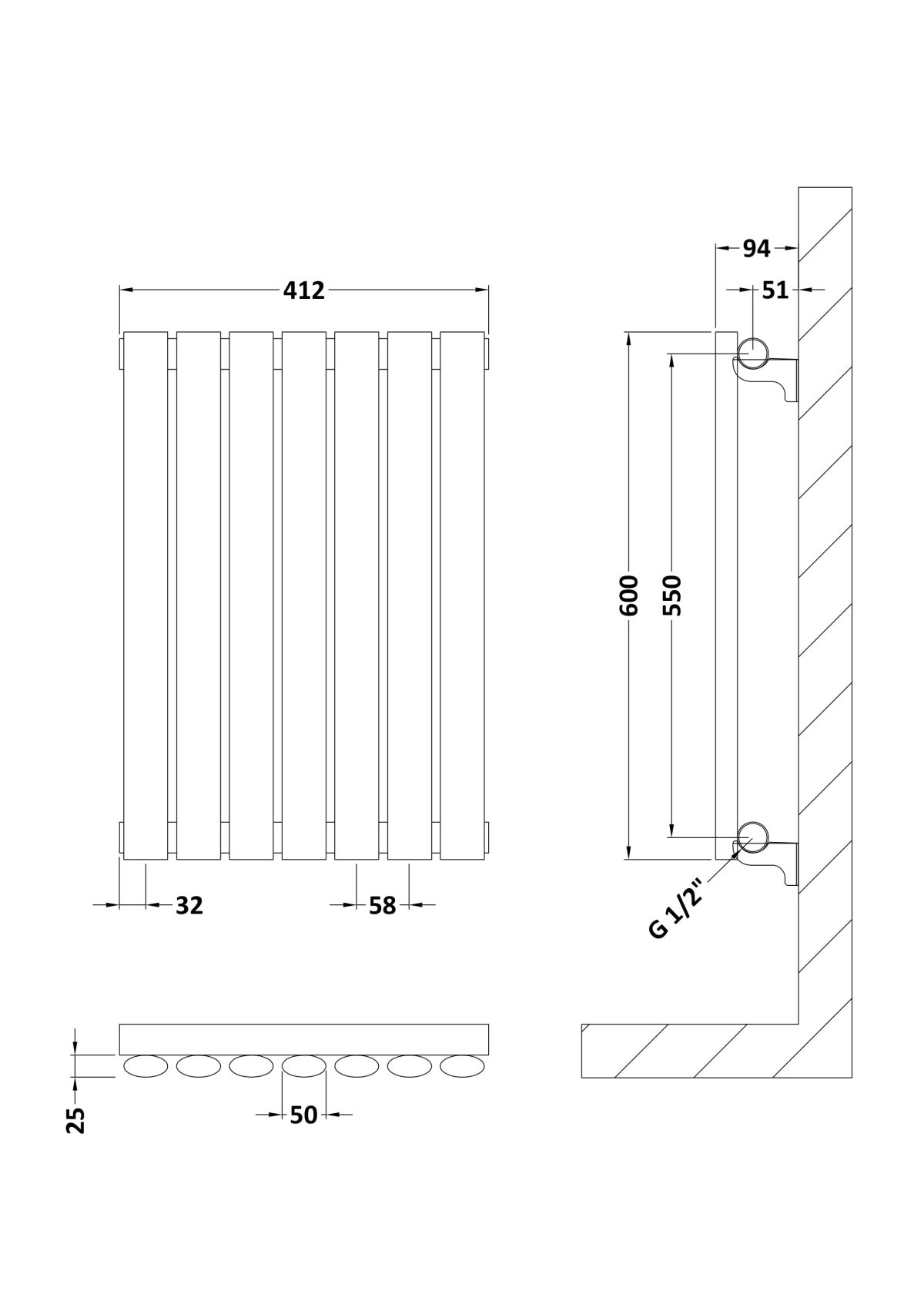 Horizontal Single Panel Radiator 600 x 412 - Image 2