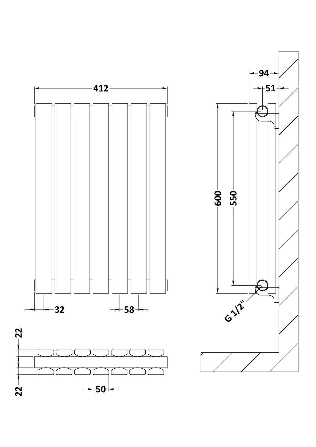 Horizontal Double Panel Radiator 600 x 412 - Image 2