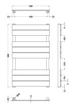 Square Flat Towel Radiator 840x500 - Image 2