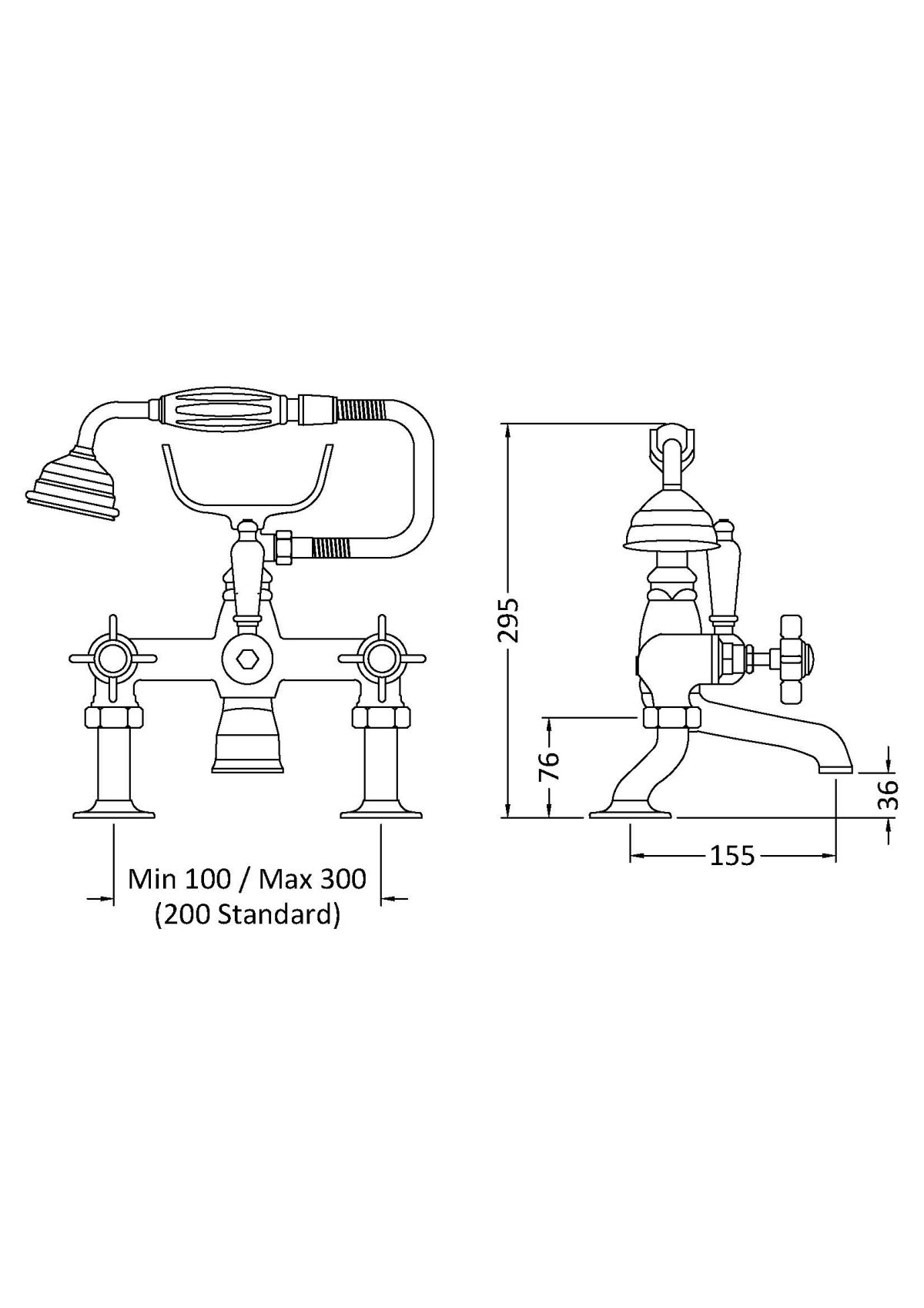 Luxury 3/4" Cranked Bath Shower Mixer - Image 2