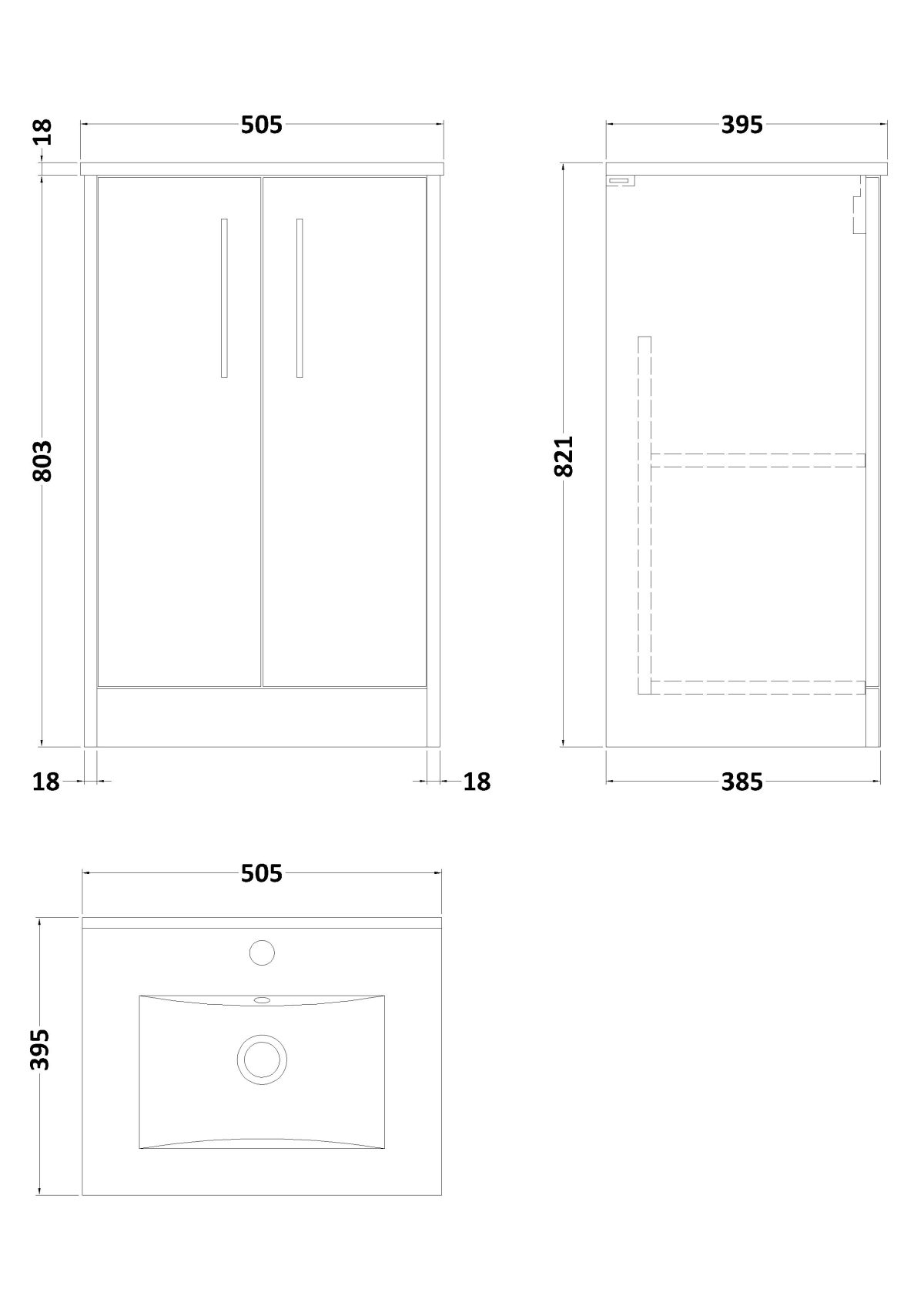 500mm Floor Standing 2 Door Vanity & Basin 2 - Image 3