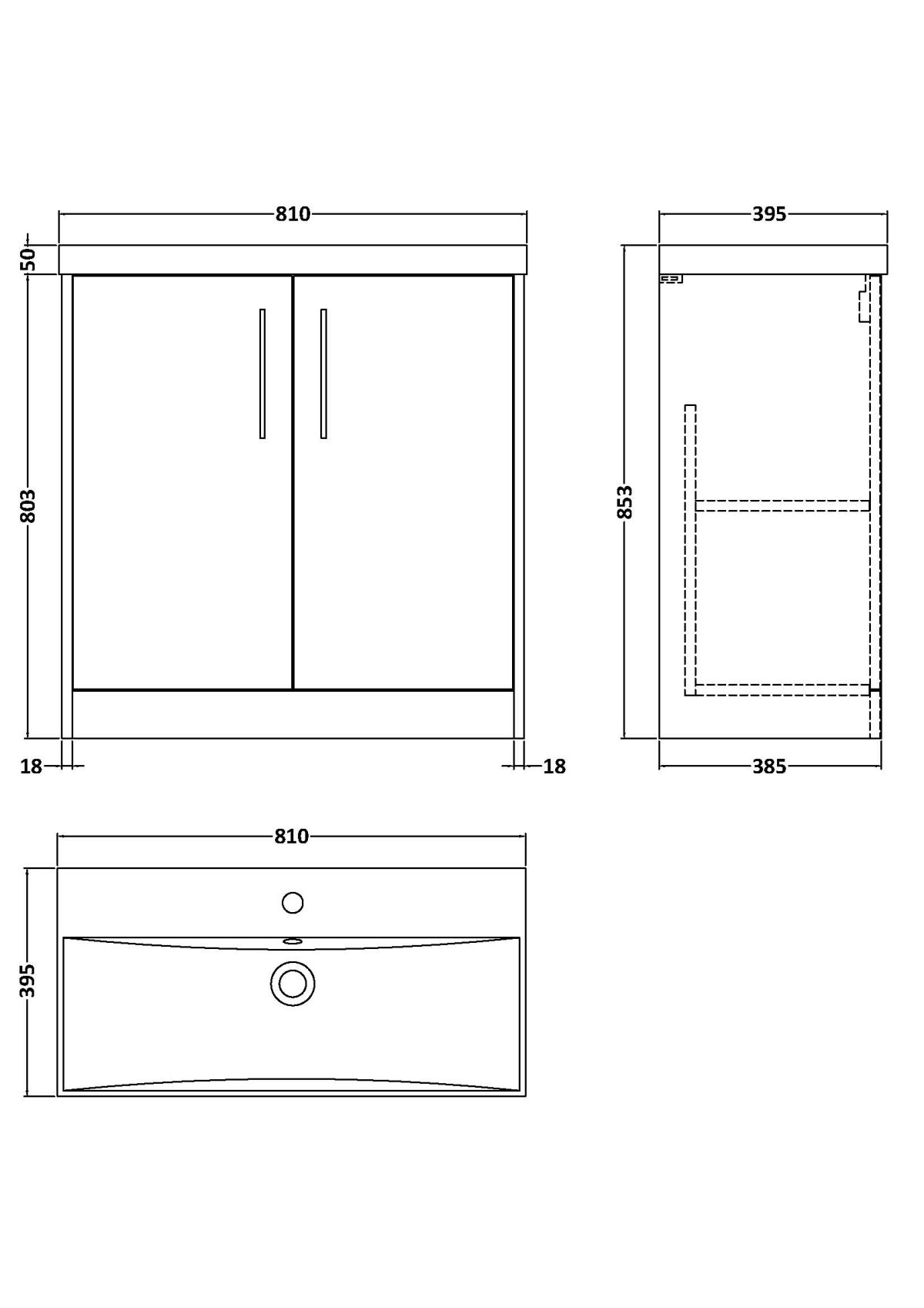 800mm Floor Standing 2 Door Vanity & Basin 3 - Image 3