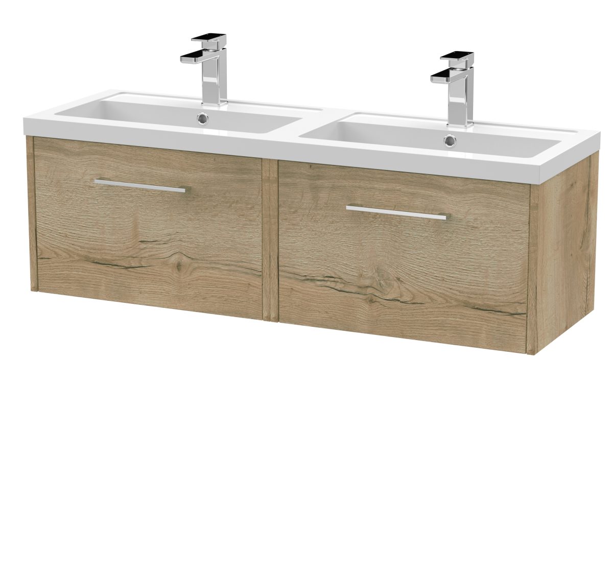 1200mm Wall Hung 2 Drawer Vanity & Double Basin - Image 1