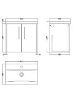 600mm Wall Hung 2 Door Vanity & Basin 1 - Image 3