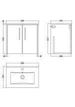 600mm Wall Hung 2 Door Vanity & Basin 2 - Image 3