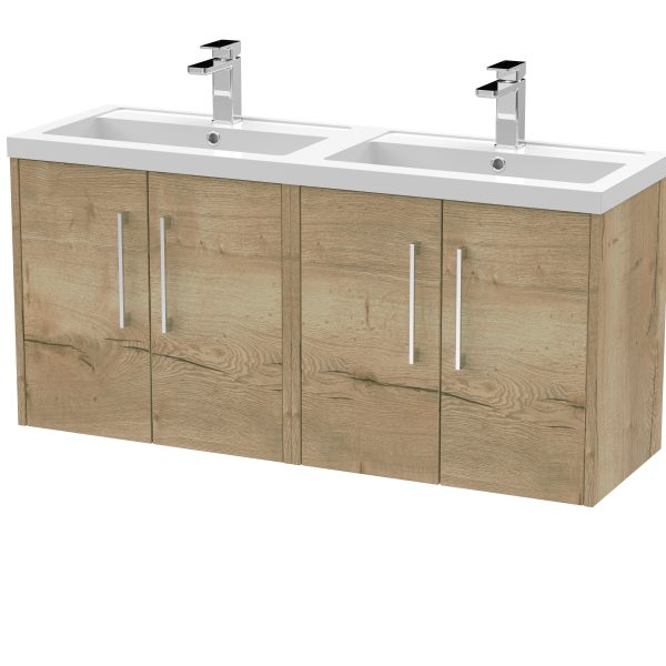1200mm Wall Hung 4 Door Vanity & Double Basin