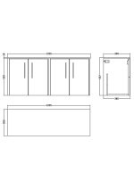 1200mm Wall Hung 4 Door Vanity & Worktop - Image 2